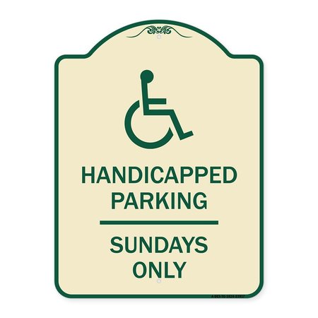 SIGNMISSION Handicapped Parking Sundays W/ Graphic Heavy-Gauge Aluminum Sign, 24" x 18", TG-1824-23917 A-DES-TG-1824-23917